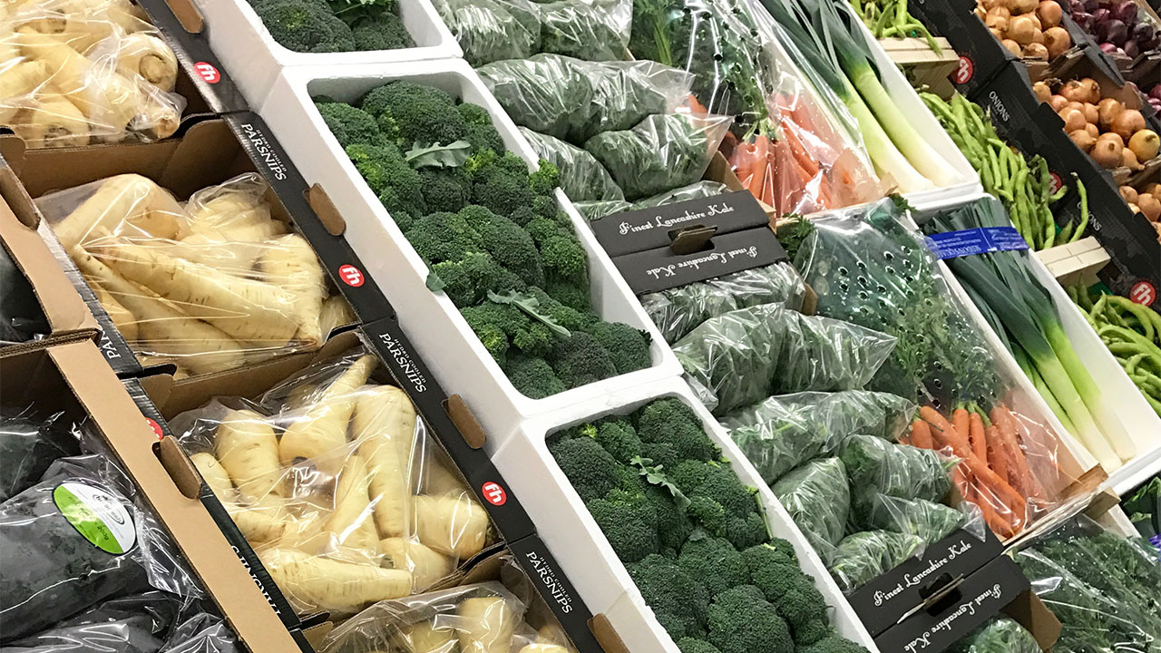 Wholesale display of fresh vegetables