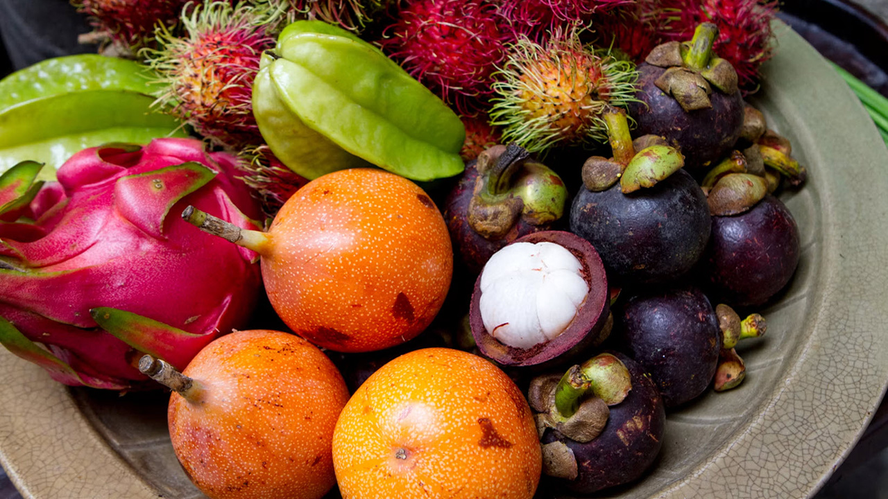 Selection of exotic fruit and specialist produce